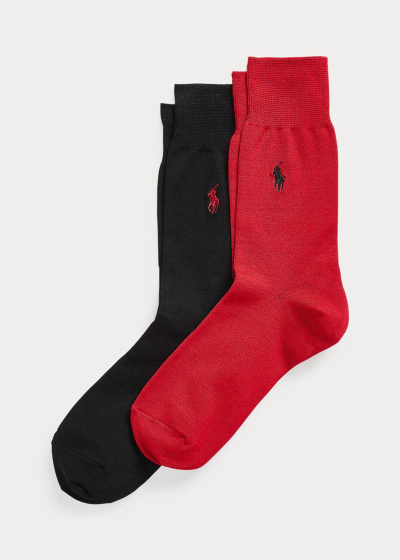 Calcetines Polo Ralph Lauren Hombre Cotton-Blend Dress 2-Pack Chile Negras CKUIT-2037